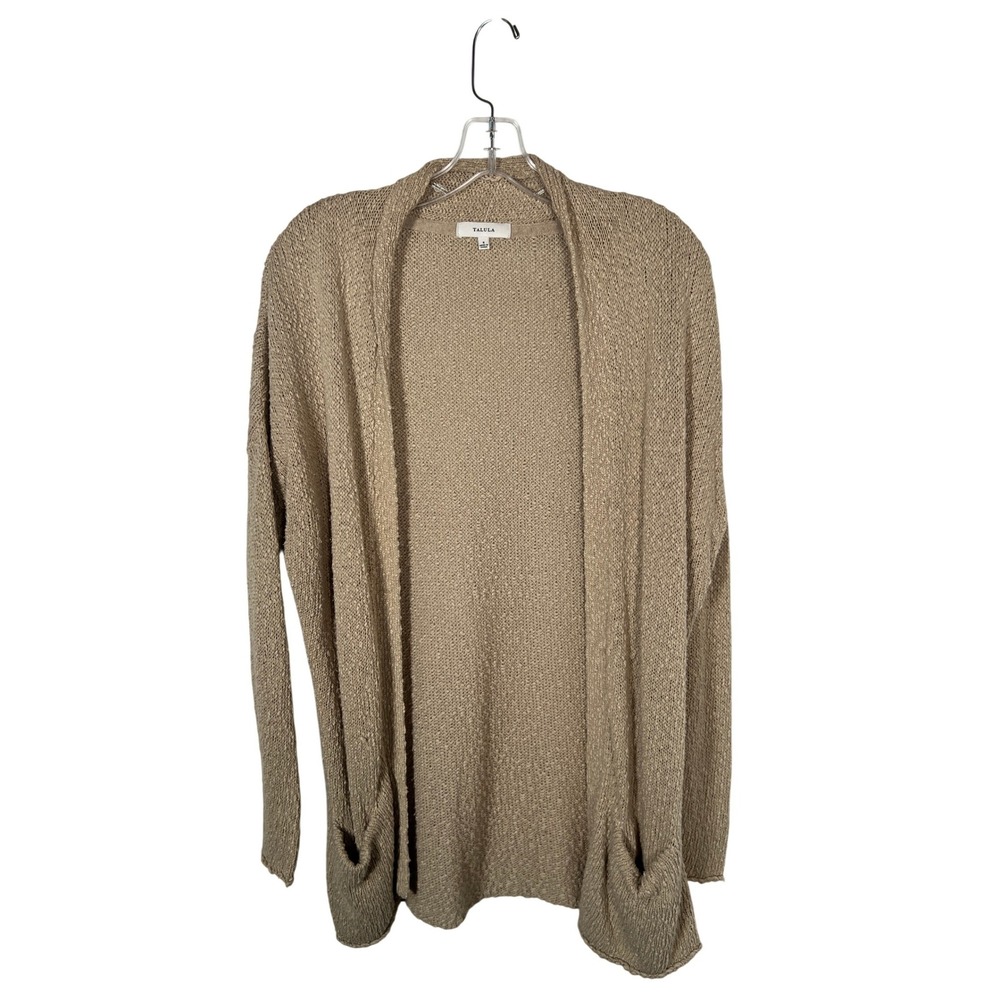 Y2K‎ Aritzia Talula Tan Beige Open Front Cardigan Sweater Cotton Blend Small